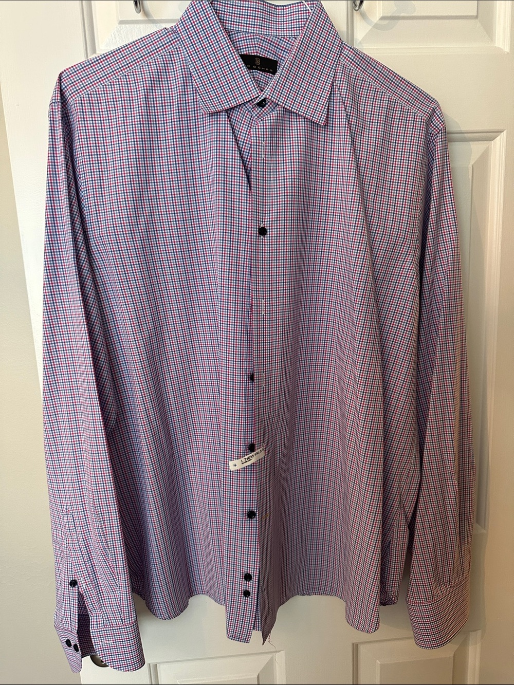 Ike Behar Pink and Blue Micro-Check Dress Shirt